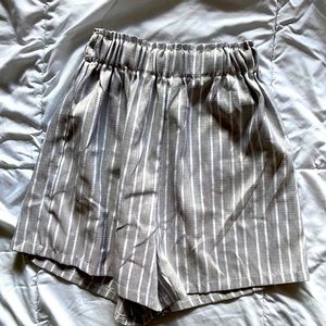 high rise stripe shorts